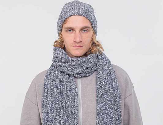 Мужская серая шапка из конопли и мериноса серая Uzor Wear